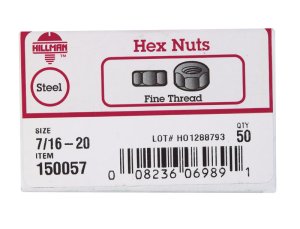 (image for) 7/16 in. Zinc-Plated Steel SAE Hex Nut 50 pk