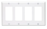 (image for) White 4 gang Thermoset Plastic GFCI/Rocker Wall Plate 1