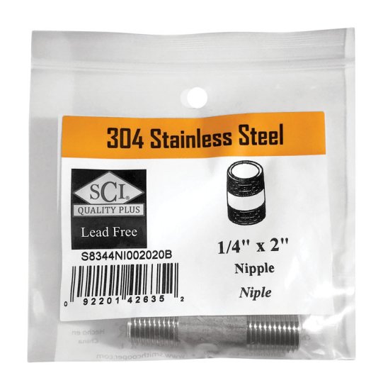 (image for) 1/4 in. MPT x 2 in. L Stainless Steel Nipple