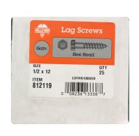 (image for) 1/2 in. x 12 in. L Hex Hot Dipped Galvanized Steel Lag S