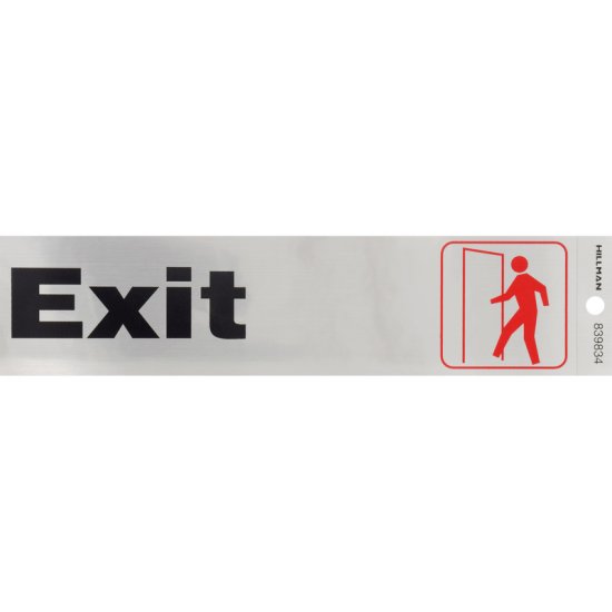 (image for) Hillman English Silver Exit Decal 2 in. H X 8 in. W