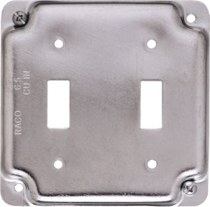 (image for) Square Steel 2 gang Box Cover For 2 Toggle Switches