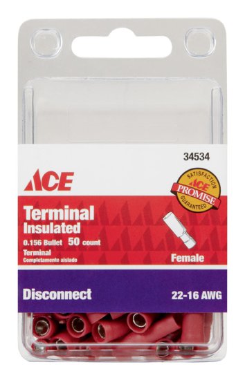 (image for) Insulated Wire Female Disconnect Red 50 pk