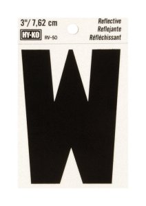 (image for) 3 in. Reflective Black Vinyl Self-Adhesive Letter W 1 pc.